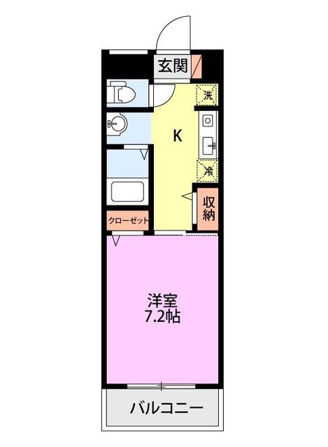 パンシオン空港西(1K/2階)の間取り写真