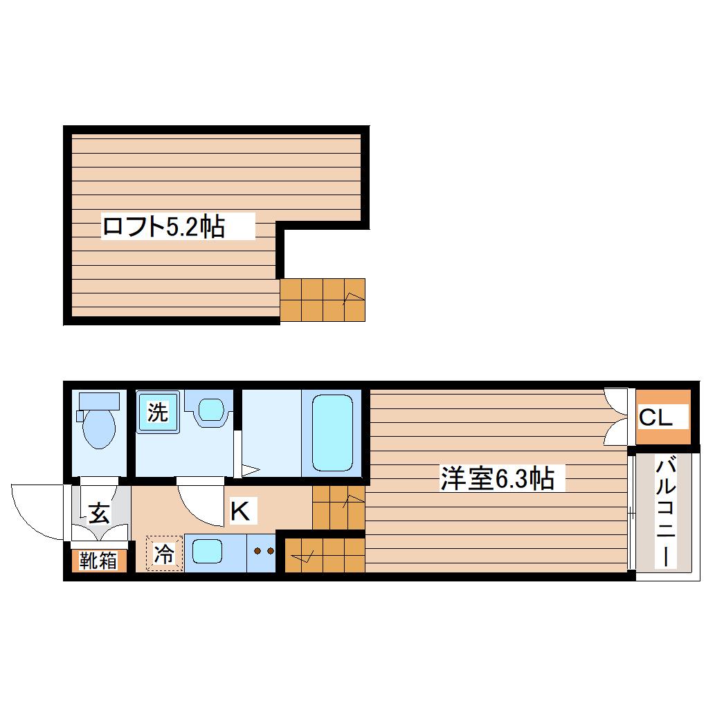 ABELIA(1K/2階)の間取り写真