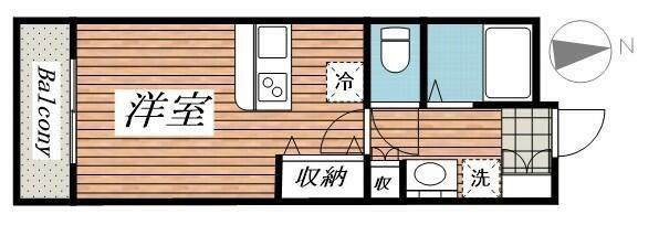 モンテ・オーロ(1K/2階)の間取り写真