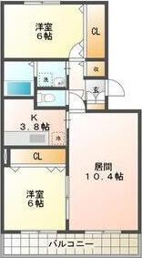 マスセル新発寒B(2LDK/3階)の間取り写真