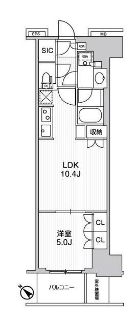 WORVE横浜伊勢佐木町(1LDK/10階)の間取り写真