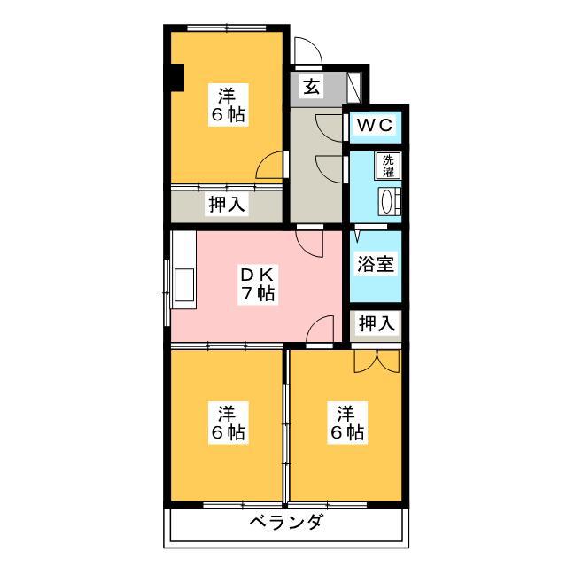 エヌタス西河渡 B棟(3DK/2階)の間取り写真