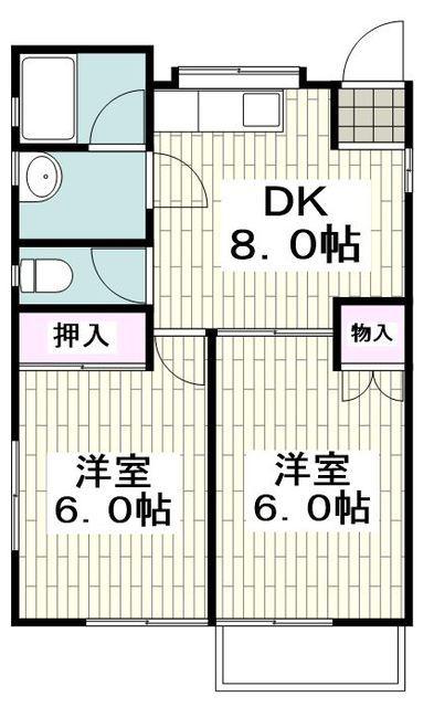 メゾンド角田II(2DK/2階)の間取り写真