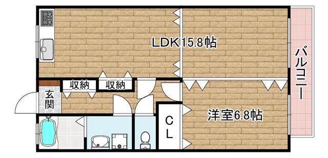 ヴィラミシカ(1LDK/2階)の間取り写真