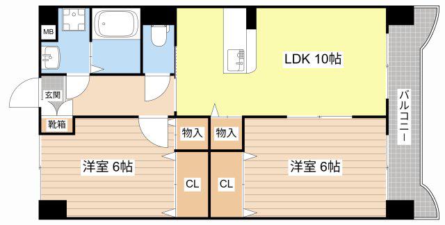 リリアコート(2LDK/6階)の間取り写真