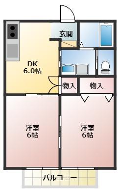 シティハイツSATO(2DK/2階)の間取り写真