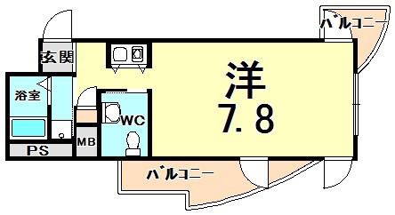 インターフェルティR2甲子園(ワンルーム/9階)の間取り写真