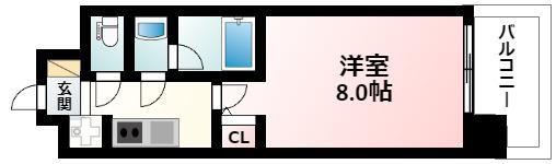 パークフラッツ江坂(1K/12階)の間取り写真