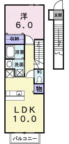 ラフレシールはなみずき(1LDK/2階)の間取り写真