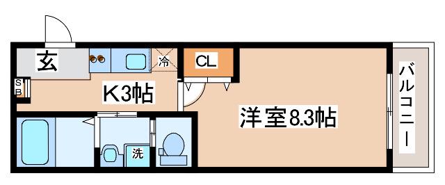 ALEGRIA高速長田(1K/1階)の間取り写真