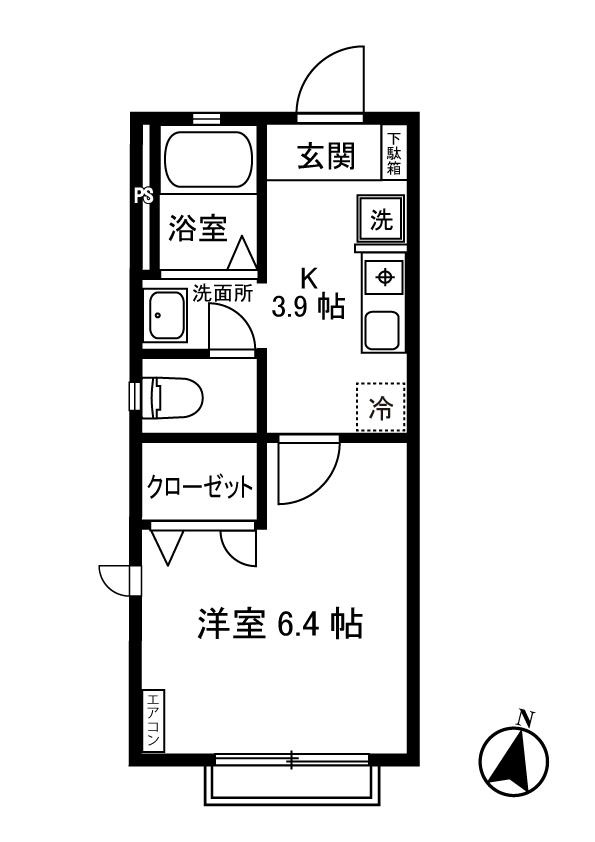 グランメール(1K/2階)の間取り写真