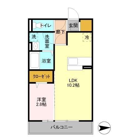 グランドゥール三笠山(1LDK/2階)の間取り写真
