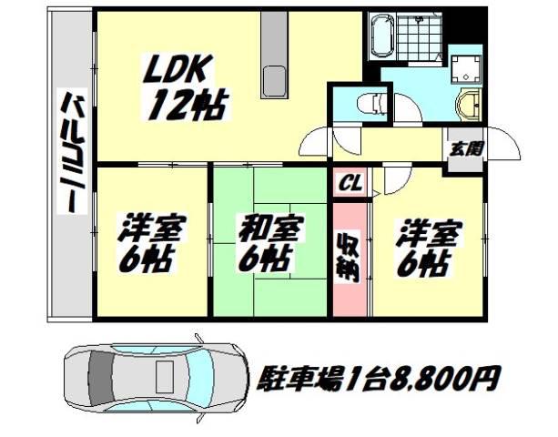 エントピア福泉(3LDK/2階)の間取り写真