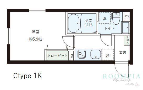 レピュア目黒本町レジデンス(1K/2階)の間取り写真