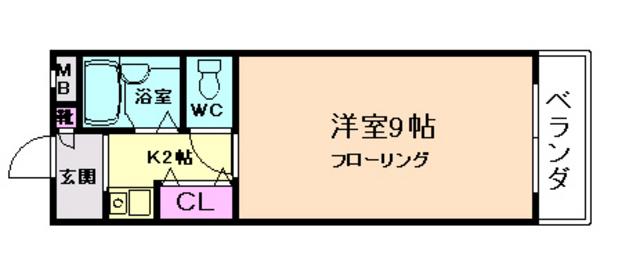池田マンション(ワンルーム/2階)の間取り写真