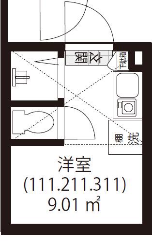 GARUNA OKUBO(ワンルーム/2階)の間取り写真