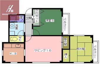 ルミエールマンション久宝寺(2LDK/3階)の間取り写真
