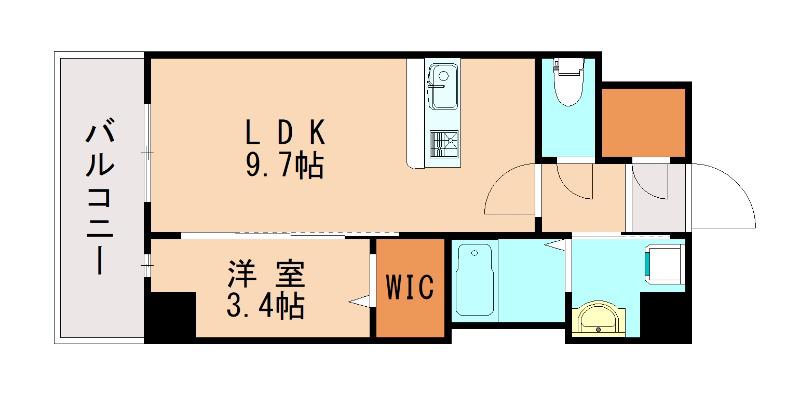 ラルヴェール和白駅前(1LDK/2階)の間取り写真
