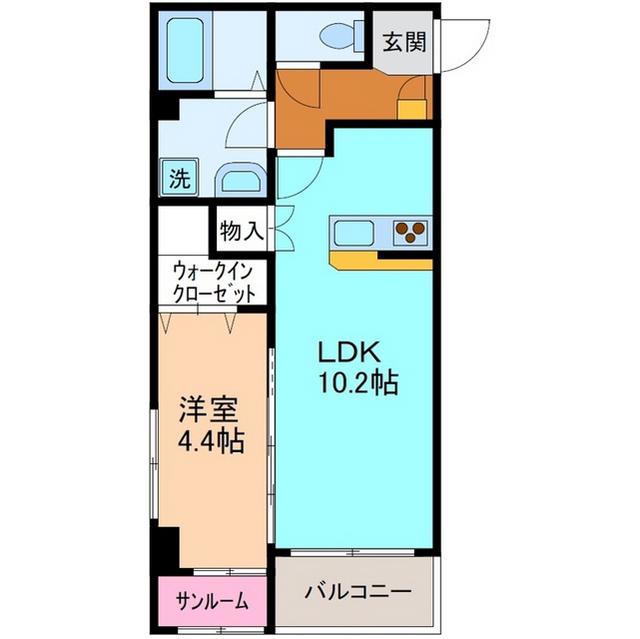 ドリーム宮永市(1LDK/2階)の間取り写真