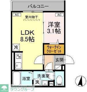 クローネ湘南(1LDK/2階)の間取り写真
