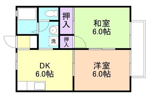 サンハイツ藤(2DK/2階)の間取り写真