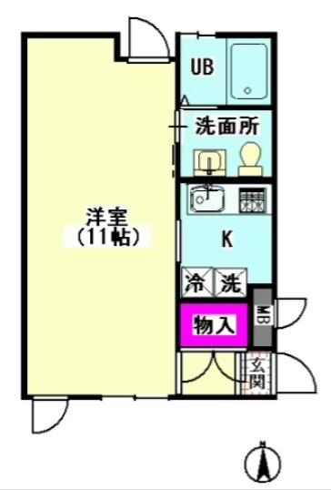 バナナコート(1K/2階)の間取り写真
