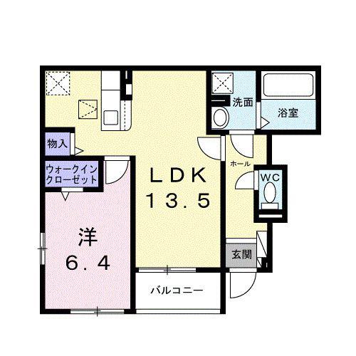 LA CASA MIA DUE(1LDK/1階)の間取り写真