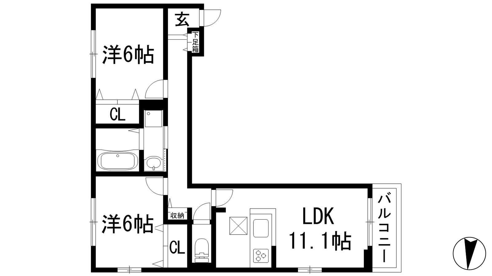 レイアフォレスト3(2LDK/1階)の間取り写真