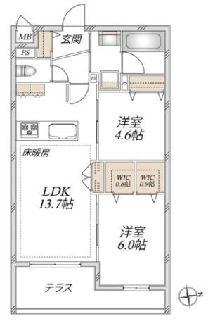 VESTA(2LDK/1階)の間取り写真
