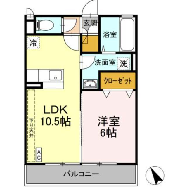 カーサ YS(1LDK/2階)の間取り写真