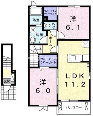 プレーヌ A(2LDK/2階)の間取り写真