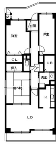ランドマークII(3LDK/3階)の間取り写真