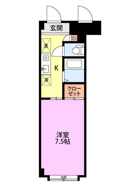 グローリー東明(1K/1階)の間取り写真