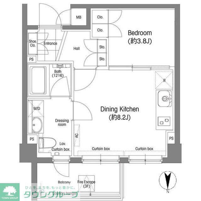 戸越銀座プレイス(1LDK/3階)の間取り写真