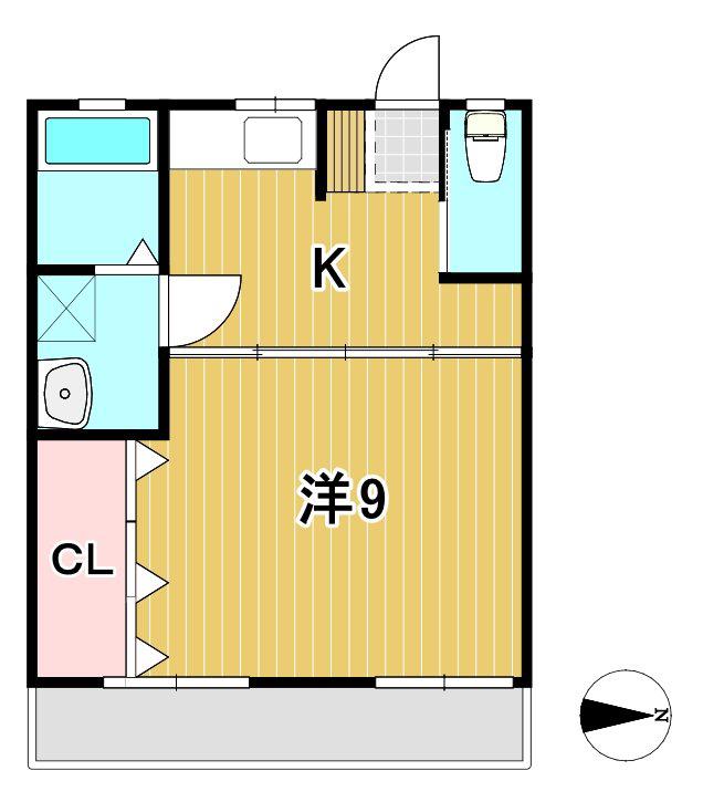 ヤママス東荘(1K/3階)の間取り写真