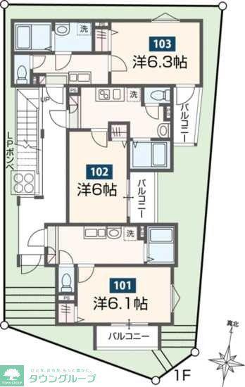 MELDIA上溝III(1K/2階)の間取り写真