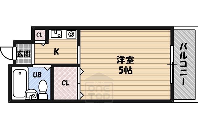 バウハウス(1K/4階)の間取り写真
