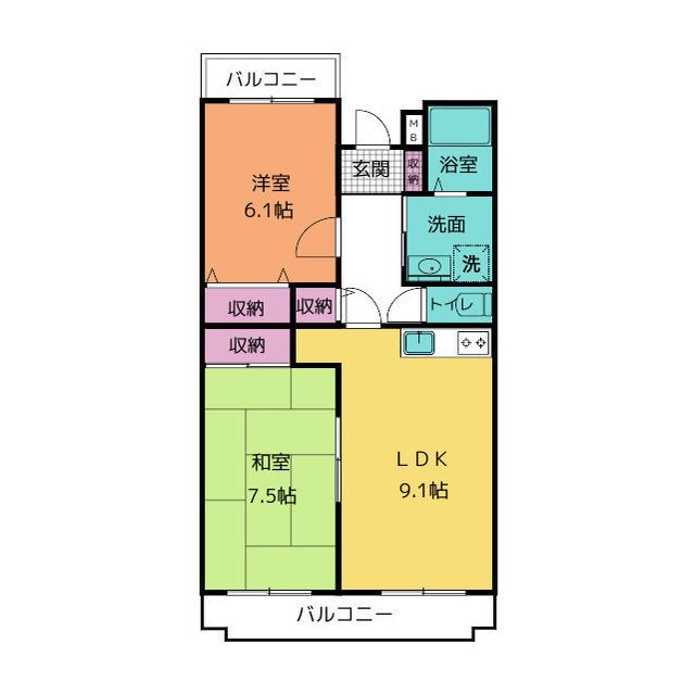 アンビシオン函南(2LDK/2階)の間取り写真