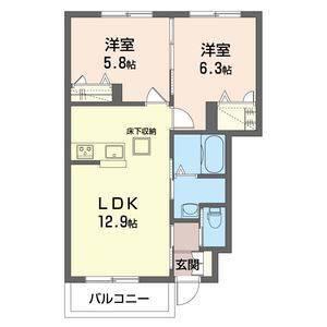 グランドソレイユB(2LDK/1階)の間取り写真