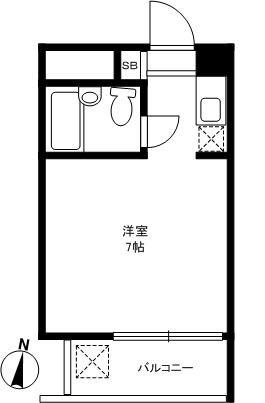 ユースフル都立大(ワンルーム/5階)の間取り写真
