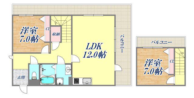 ヴォーン武庫山(2LDK/1階)の間取り写真