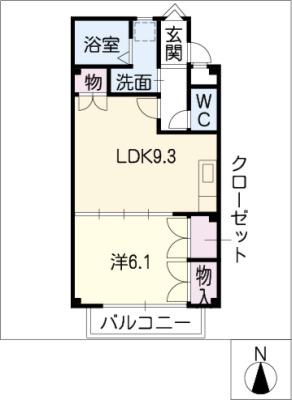シェルヴェール(1LDK/2階)の間取り写真