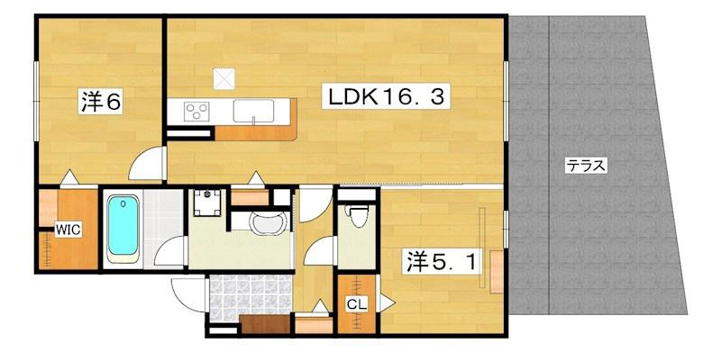 T-RESIDENCE楠葉(2LDK/1階)の間取り写真