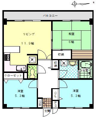 モンレーヴ(3LDK/5階)の間取り写真