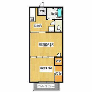 ハイム湘南台(2K/2階)の間取り写真