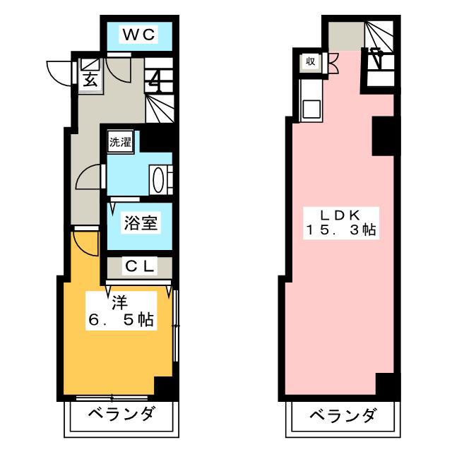 ランドワールド中川12号館(1LDK/2階)の間取り写真