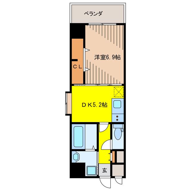 グレースコート浦添(1DK/7階)の間取り写真