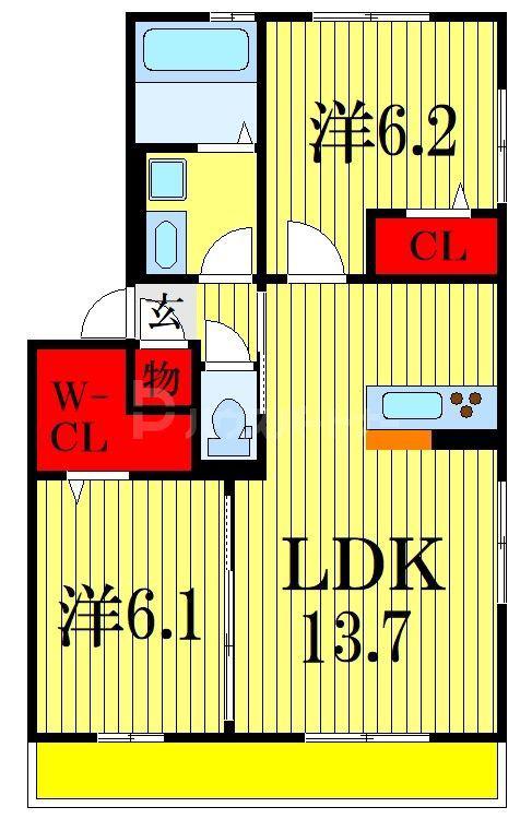 フォルトゥナ(2LDK/3階)の間取り写真