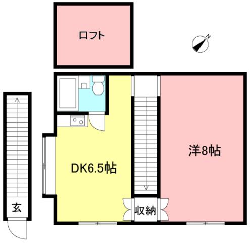ノア成城(1DK/2階)の間取り写真