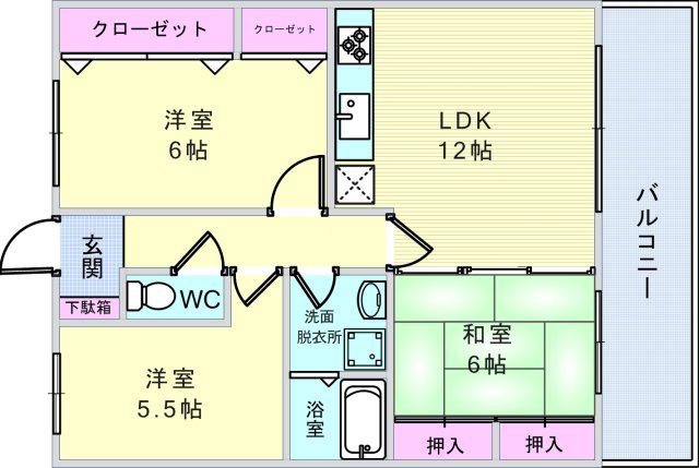 三隆2コーポラス(3LDK/3階)の間取り写真